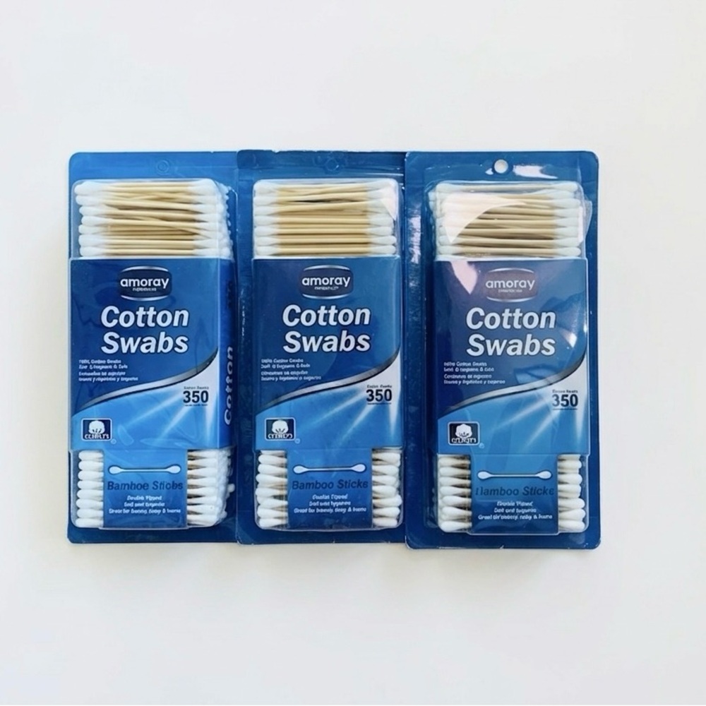 🌿 1050ct Amoray Bamboo Cotton Swabs | Sustainably Made | 3-Pack